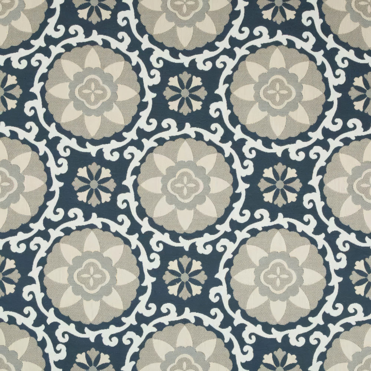 Kravet Sunbrella Exotic Suzani Indigo 31969 - 1516 Oceania Indoor Outdoor Collection Upholstery Fabric