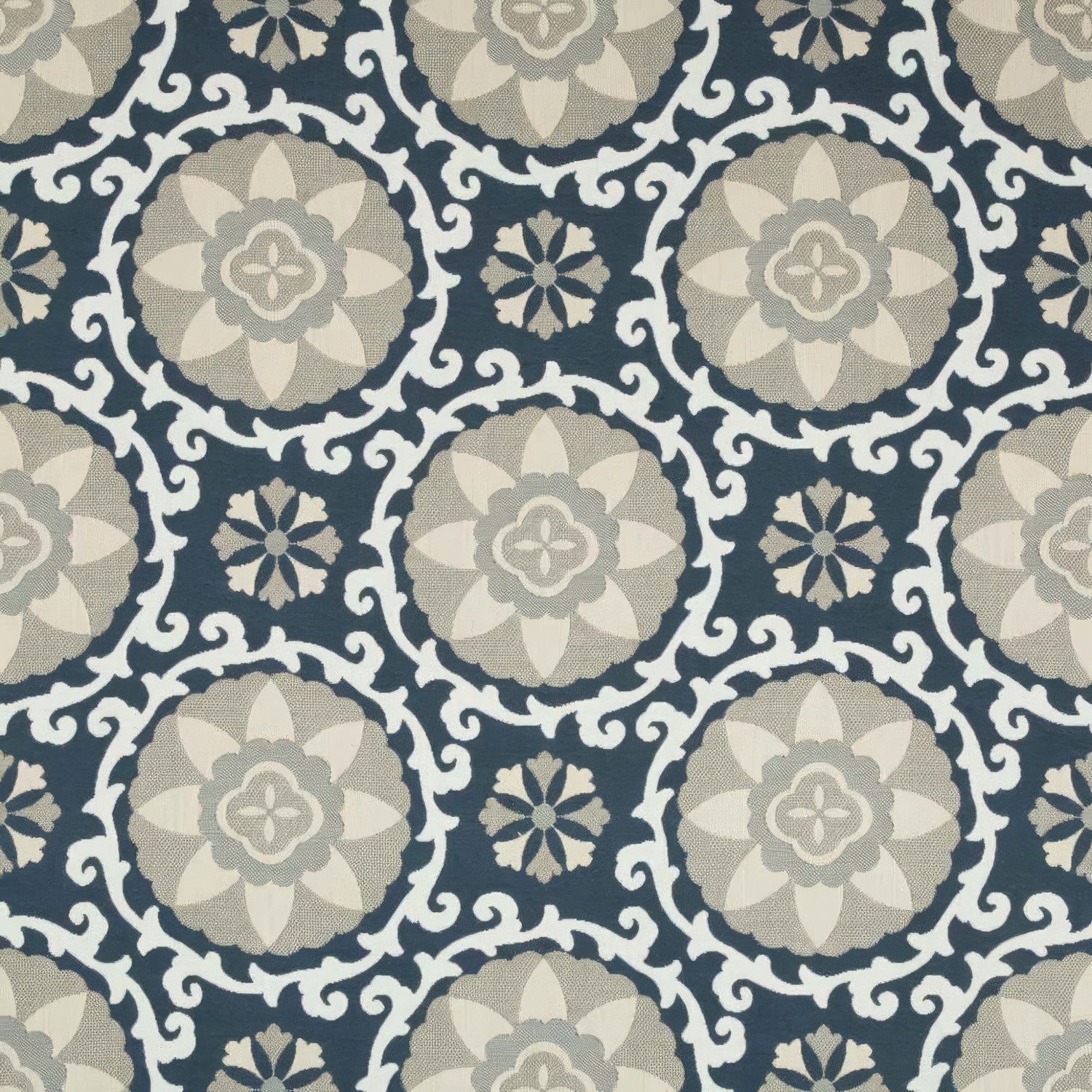 Kravet Sunbrella Exotic Suzani Indigo 31969 - 1516 Oceania Indoor Outdoor Collection Upholstery Fabric