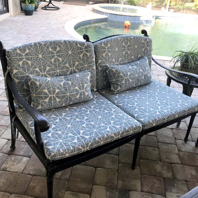 Outdura Palmetto Azure 1832 Modern Textures Collection - Reversible Upholstery Fabric