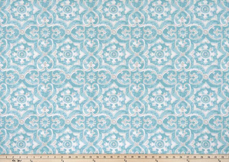 Premier Prints Athens Aqua / Polyester Serene Escape Collection Upholstery Fabric