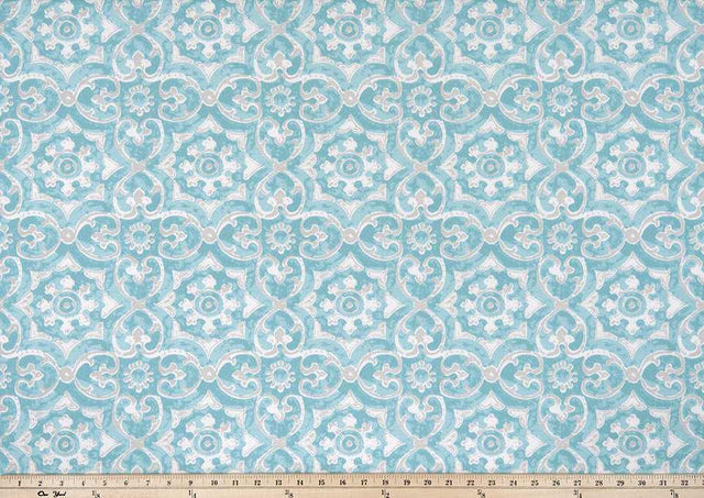 Premier Prints Athens Aqua / Polyester Serene Escape Collection Upholstery Fabric