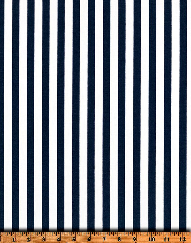 Premier Prints Basic Stripe Premier Navy Premier Basics Collection Multipurpose Fabric