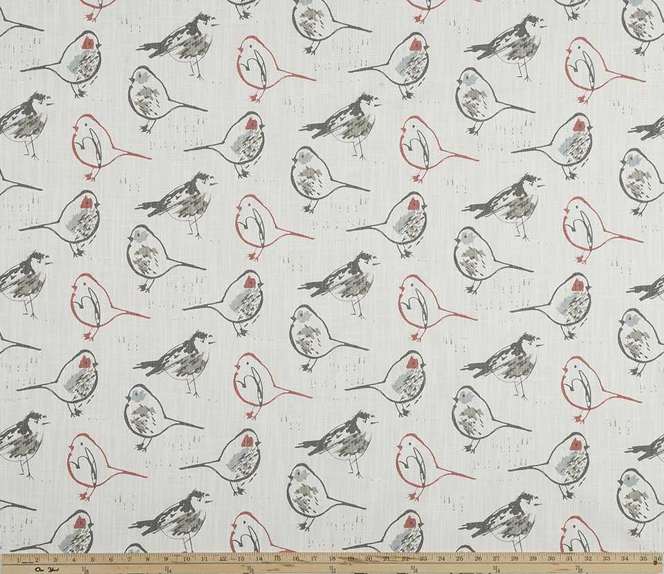 Premier Prints Bird Toile Scarlet Slub Canvas Chinoiserie Collection Multipurpose Fabric