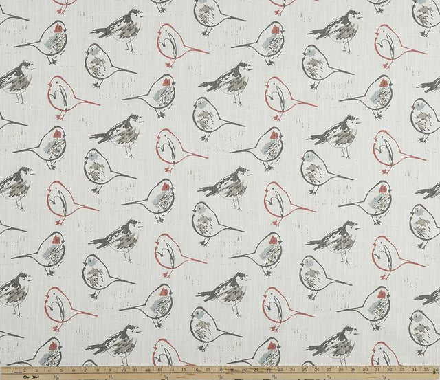 Premier Prints Bird Toile Scarlet Slub Canvas Chinoiserie Collection Multipurpose Fabric