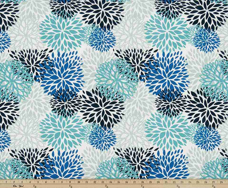 Premier Prints Blooms Blue Vista Upholstery Fabric