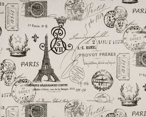 Premier Prints French Stamp Onyx / Natural Multipurpose Fabric