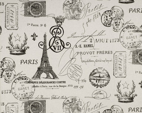 Premier Prints French Stamp Onyx / Natural Multipurpose Fabric