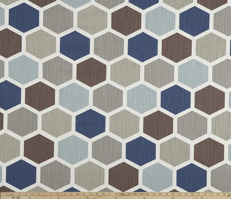 Premier Prints Hexagon Regal Blue Slub Canvas Chinoiserie Collection Multipurpose Fabric