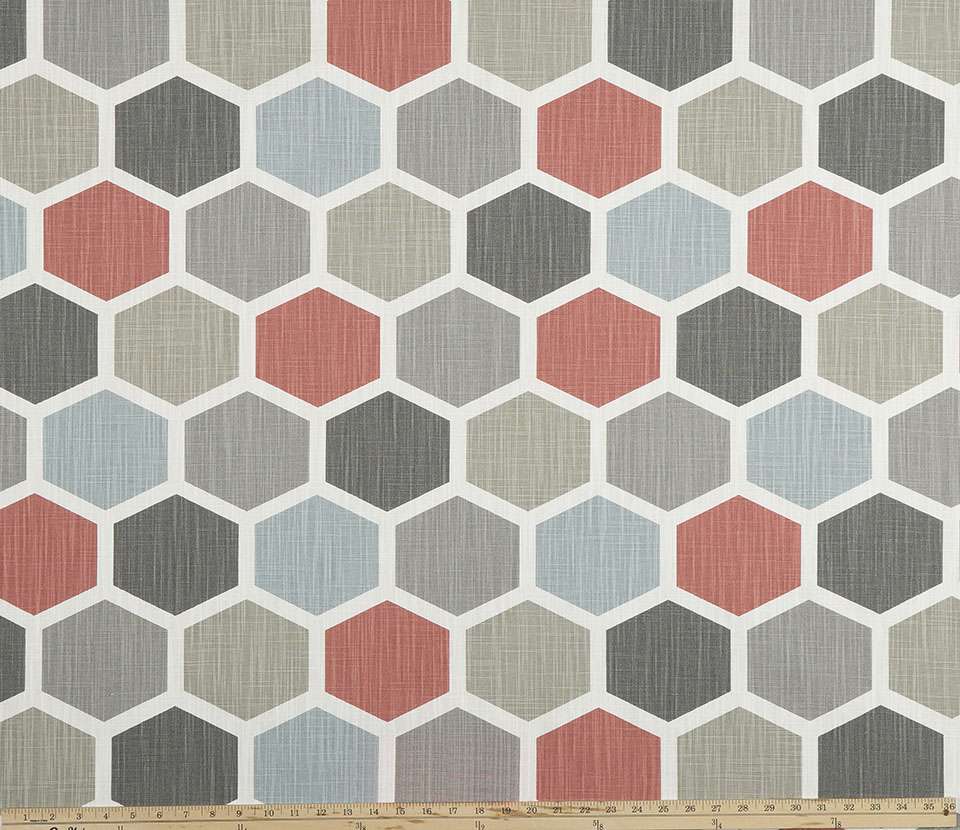 Premier Prints Hexagon Scarlet Slub Canvas Chinoiserie Collection Multipurpose Fabric