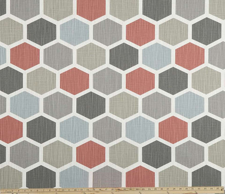 Premier Prints Hexagon Scarlet Slub Canvas Chinoiserie Collection Multipurpose Fabric