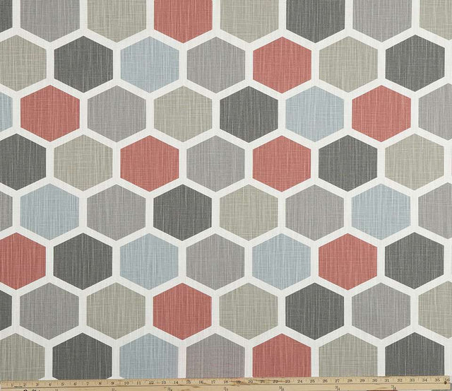 Premier Prints Hexagon Scarlet Slub Canvas Chinoiserie Collection Multipurpose Fabric