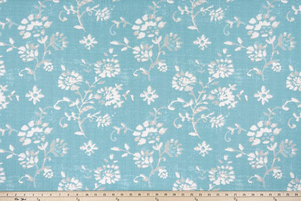 Premier Prints Lenore Aqua / Luxe Polyester Serene Escape Collection Upholstery Fabric