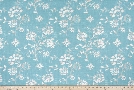 Premier Prints Lenore Aqua / Luxe Polyester Serene Escape Collection Upholstery Fabric