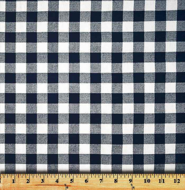 Premier Prints Plaid Premier Navy Premier Basics Collection Multipurpose Fabric