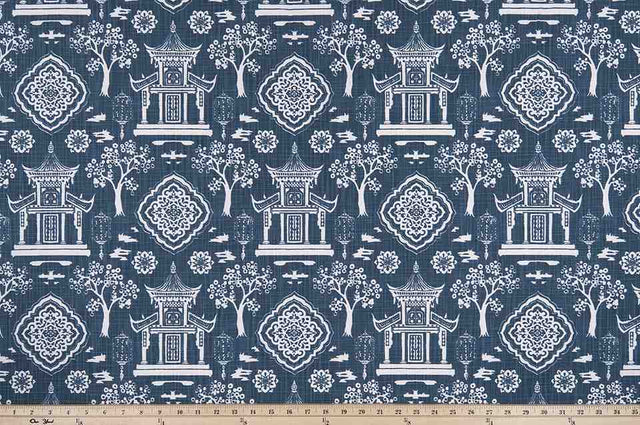 Premier Prints Spirit Regal Navy Slub Canvas Chinoiserie Collection Multipurpose Fabric