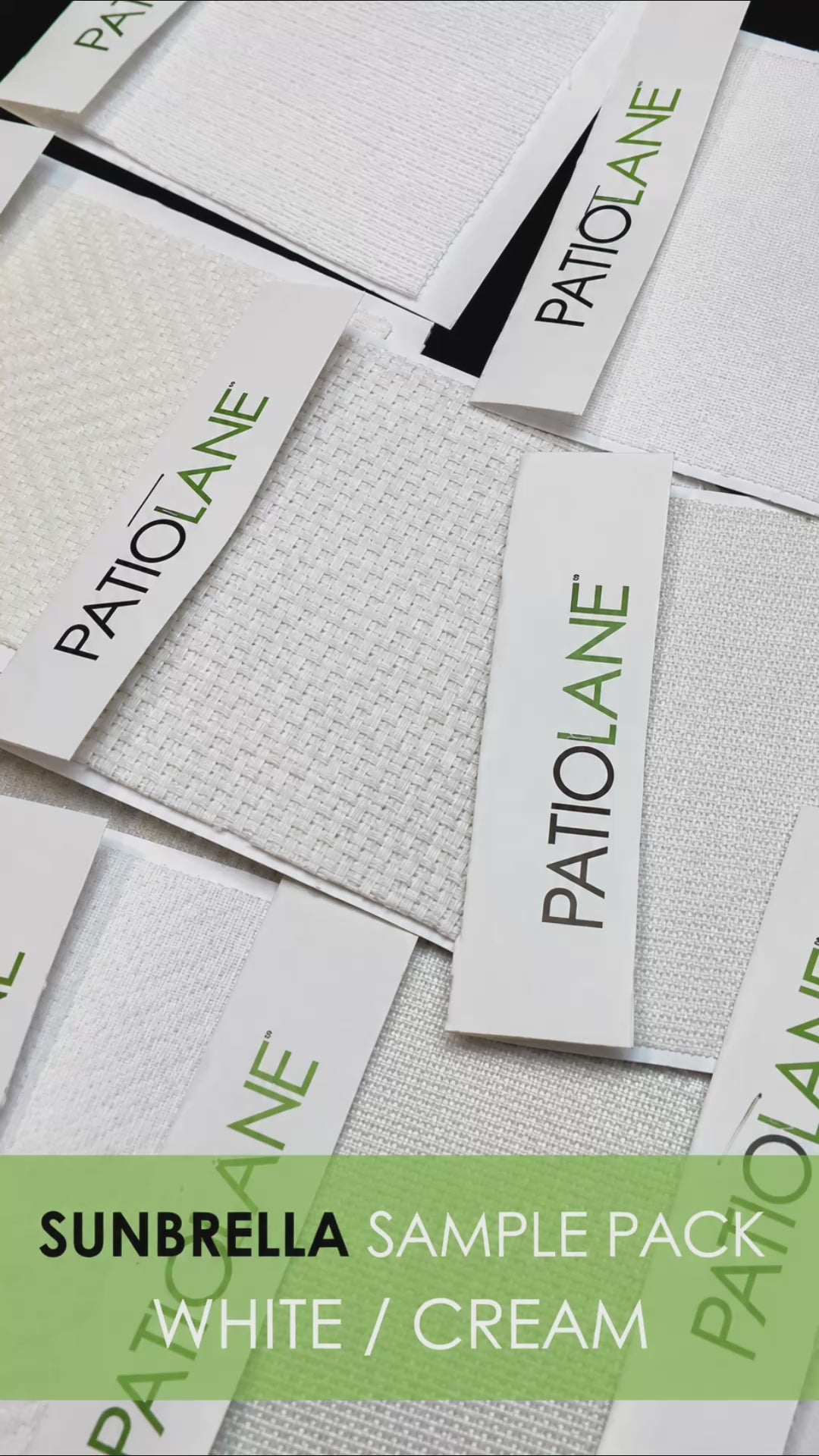 Outdoor fabric sample pack featuring Sunbrella neutral fabrics for cushions curtains and pillows