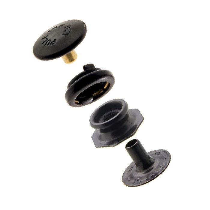 Pull - the - DOT Snap Fastener Set - Cloth - to - Cloth (Government Black Brass) 0.295 inch Post