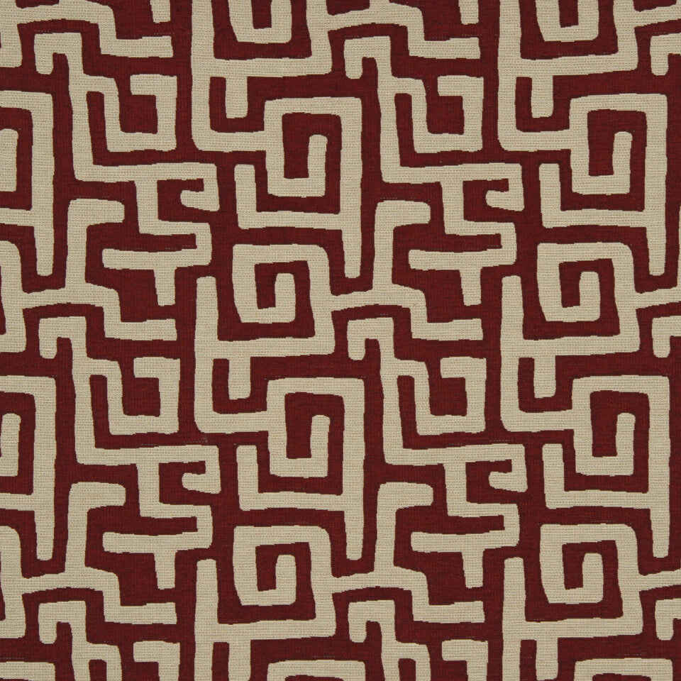 Robert Allen Maze Along Red Hot Color Library Collection Indoor Upholstery Fabric