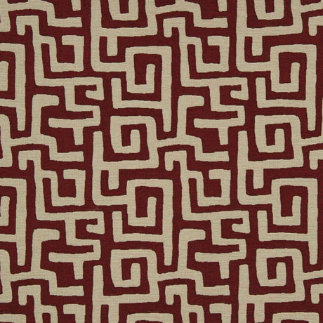 Robert Allen Maze Along Red Hot Color Library Collection Indoor Upholstery Fabric