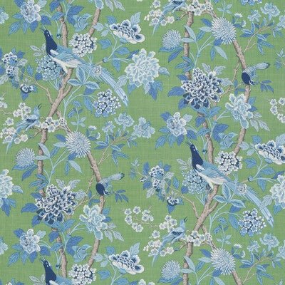 GP And J Baker Hydrangea Bird Emerald / Blue Bp10851-3 Chifu Collection Multipurpose Fabric