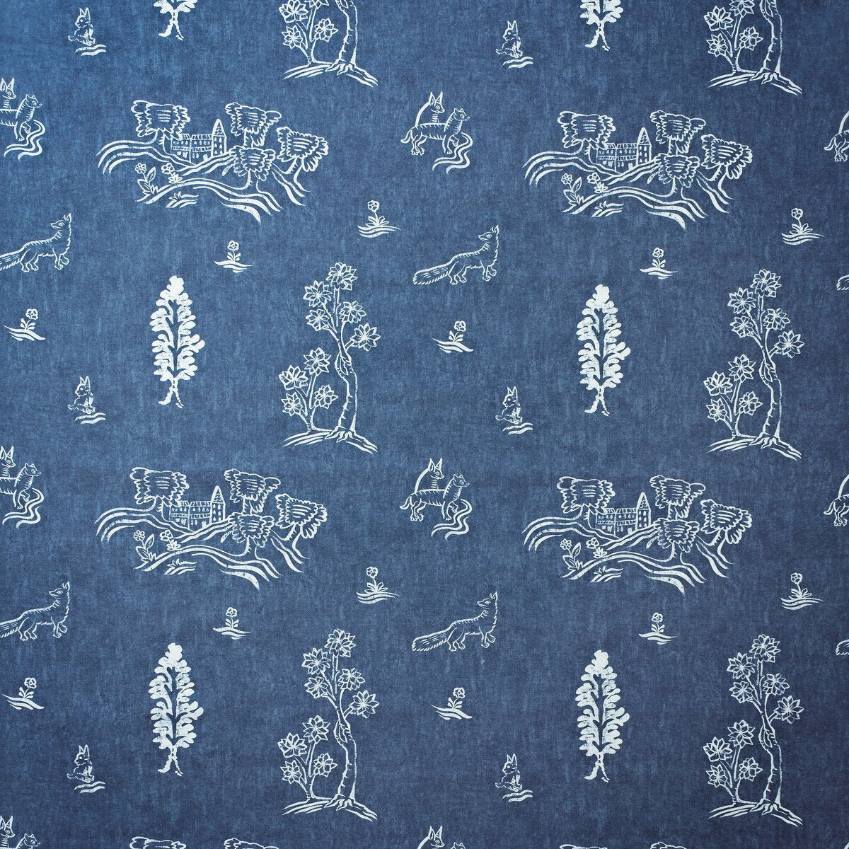 Sample of Kravet Couture Friendly Folk Outdoor Happy Blue Am100377-5 Kit Kemp Outdoor Collection by Andrew Martin Upholstery Fabric