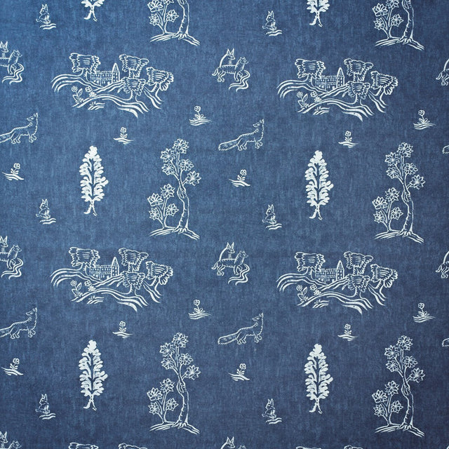 Sample of Kravet Couture Friendly Folk Outdoor Happy Blue Am100377-5 Kit Kemp Outdoor Collection by Andrew Martin Upholstery Fabric