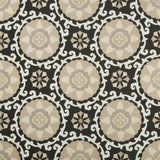 Sample of Kravet Sunbrella Exotic Suzani Coal 31969 - 816 Oceania Indoor Outdoor Collection Upholstery Fabric