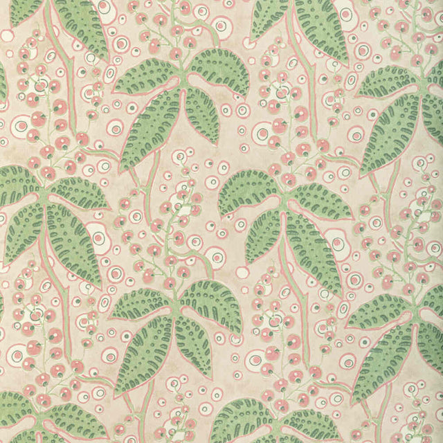 Sample of Lee Jofa Putnam Paper Green / Rose 2022105-73 Bunny Williams Arcadia Wallpaper Collection Wall Covering
