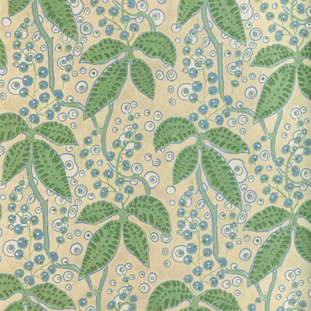 Sample of Lee Jofa Putnam Paper Leaf / Blue 2022105-315 Bunny Williams Arcadia Wallpaper Collection Wall Covering
