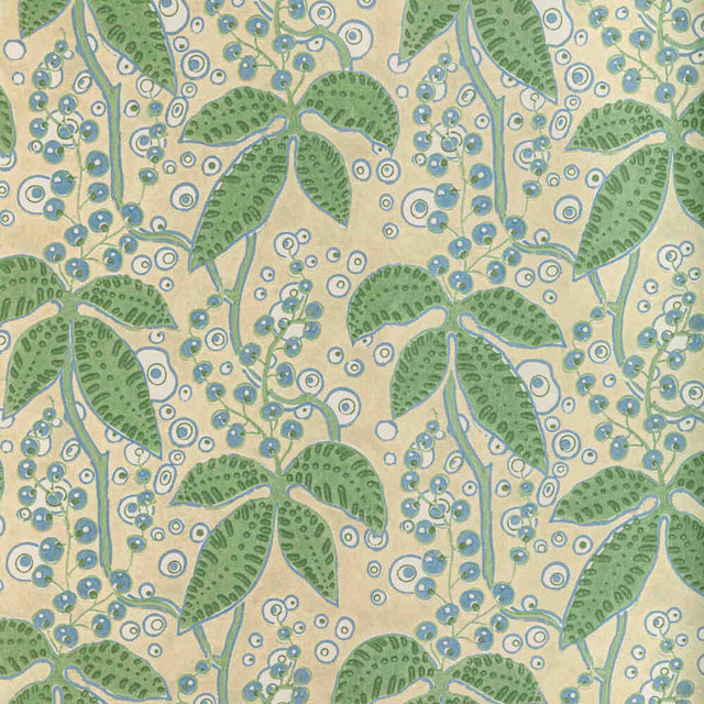 Sample of Lee Jofa Putnam Paper Leaf / Blue 2022105-315 Bunny Williams Arcadia Wallpaper Collection Wall Covering