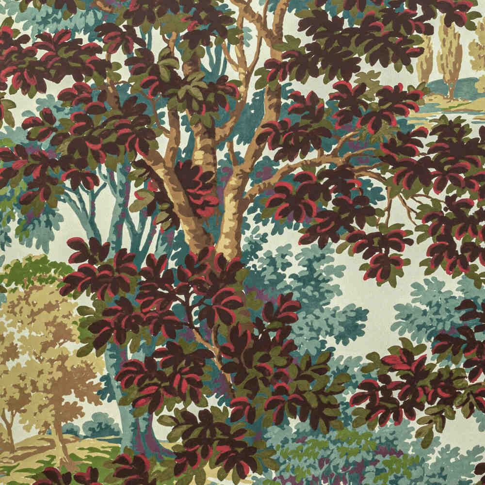 Sample of Lee Jofa Woodland Paper Multi 2022104-915 Bunny Williams Arcadia Wallpaper Collection Wall Covering