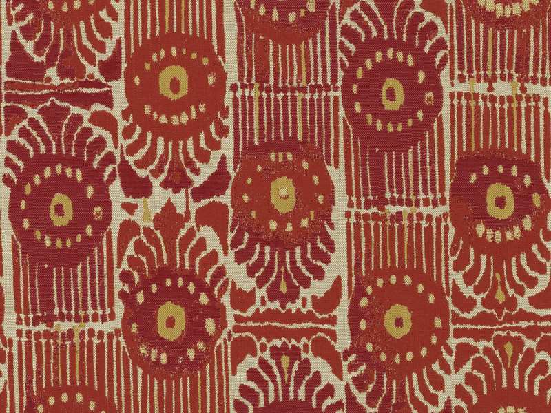 Sample of Perennials Bazaar Red Coral 797-166 Road Trippin Collection Upholstery Fabric