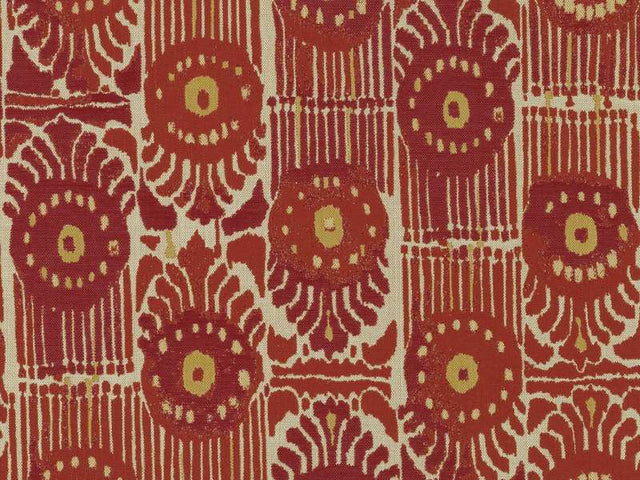 Sample of Perennials Bazaar Red Coral 797-166 Road Trippin Collection Upholstery Fabric