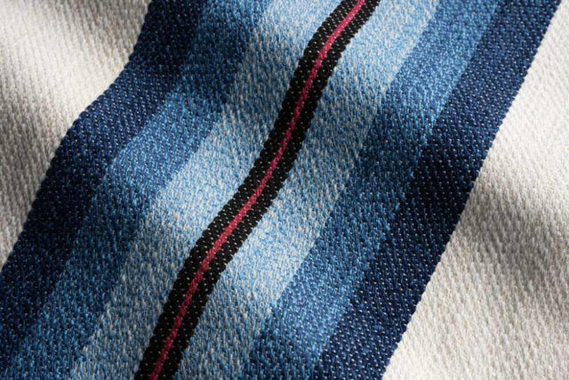 Sample of Perennials Campo Stripe Azul 475-781 Far West Liz Lambert Collection Upholstery Fabric