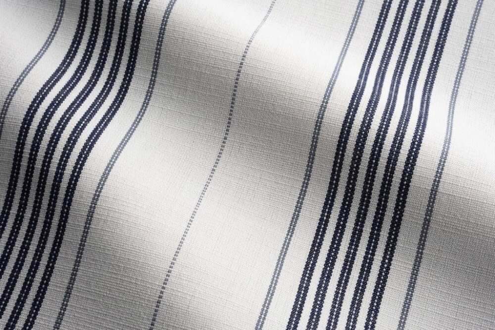 Sample of Perennials Canal Stripe Chambray 833-291 Vincent van Duysen Collection Upholstery Fabric