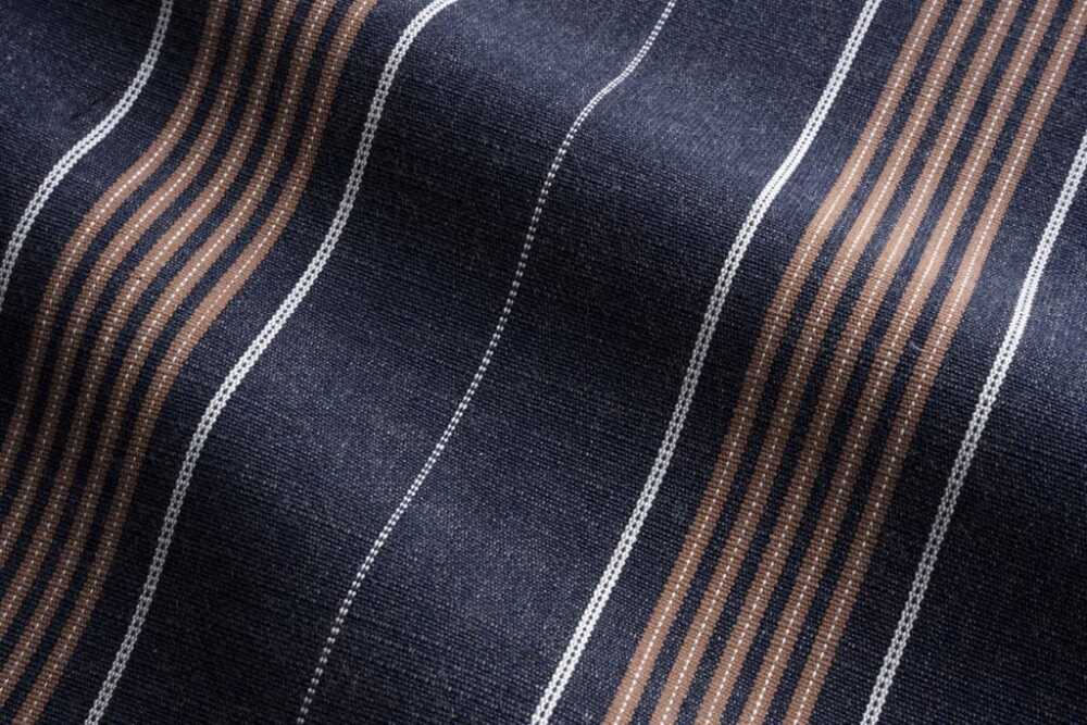 Sample of Perennials Canal Stripe Vintage Blue 833-377 Vincent van Duysen Collection Upholstery Fabric
