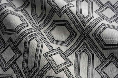 Sample of Perennials Diamonds Are Forever Noir 739-16 Timothy Corrigan Collection Upholstery Fabric