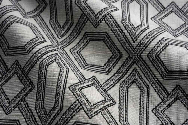 Sample of Perennials Diamonds Are Forever Noir 739-16 Timothy Corrigan Collection Upholstery Fabric