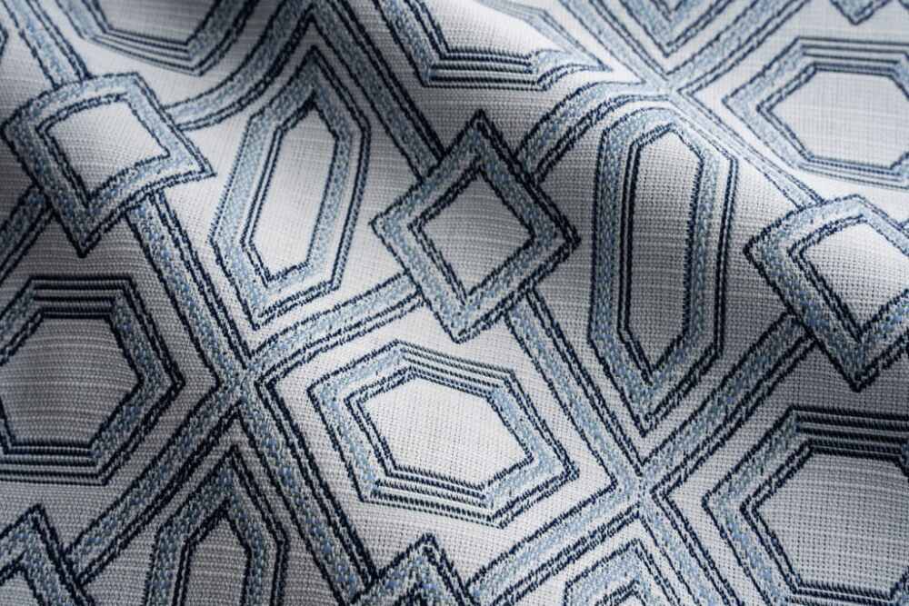 Sample of Perennials Diamonds Are Forever Wedgewood 739-348 Timothy Corrigan Collection Upholstery Fabric