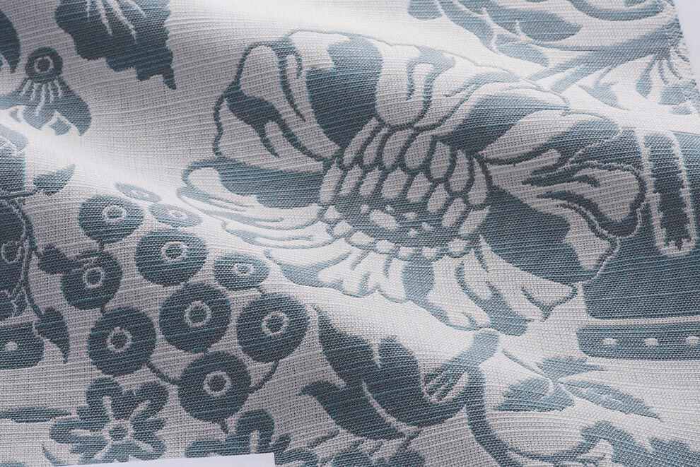 Sample of Perennials Eastern Eden Cerulean 734-398 Timothy Corrigan Collection Upholstery Fabric