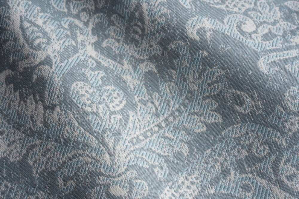 Sample of Perennials Go For Baroque Cerulean 736-398 Timothy Corrigan Collection Upholstery Fabric