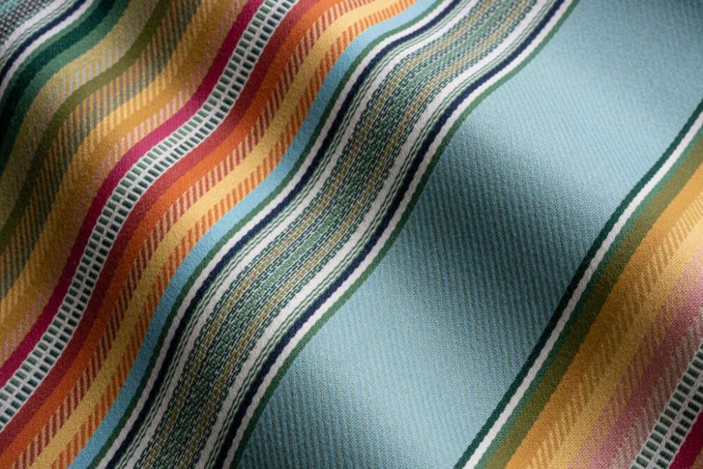 Sample of Perennials Serape Stripe Agua Fresca 455-710 Far West Liz Lambert Collection Upholstery Fabric