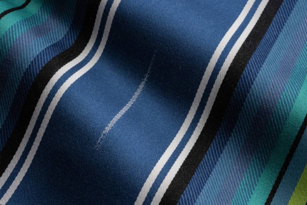 Sample of Perennials Tejas Stripe Azul 460-781 Far West Liz Lambert Collection Upholstery Fabric