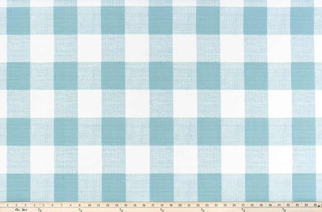 Sample of Premier Prints Anderson Aqua / Luxe Polyester Outdoor Anderson Collection Upholstery Fabric