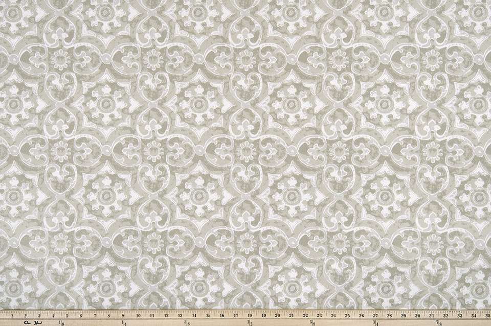 Sample of Premier Prints Athens Coconut / Polyester Serene Escape Collection Upholstery Fabric