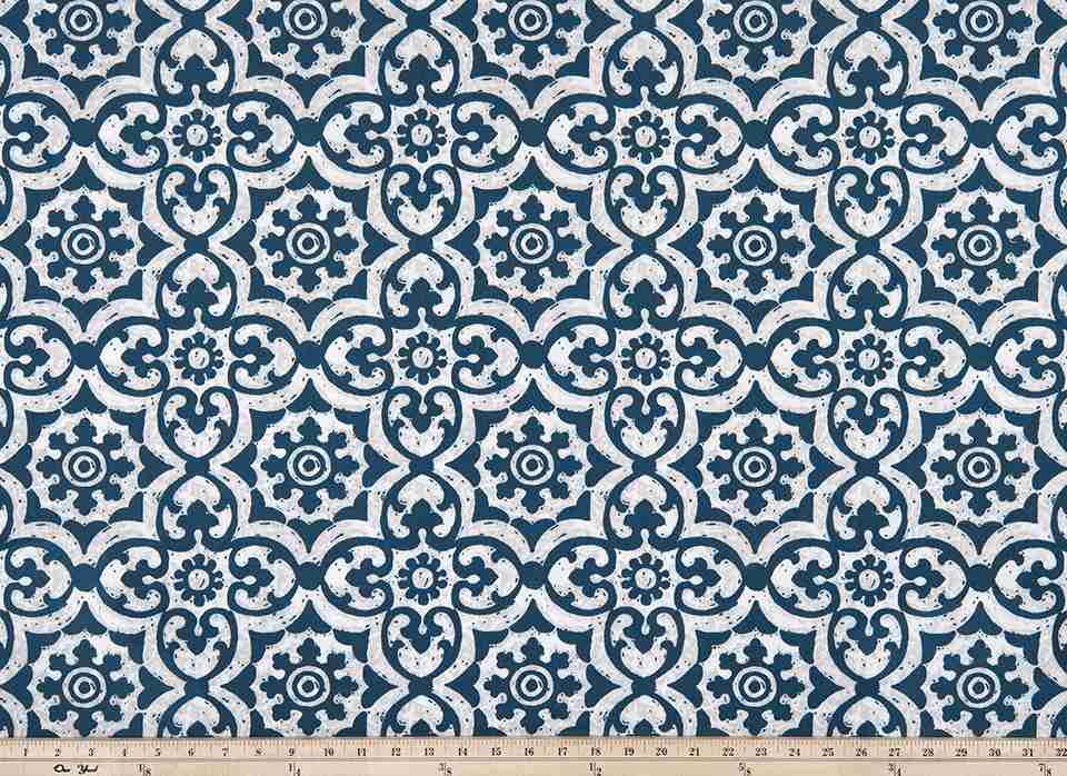 Sample of Premier Prints Athens Zaffre / Polyester Serene Escape Collection Upholstery Fabric
