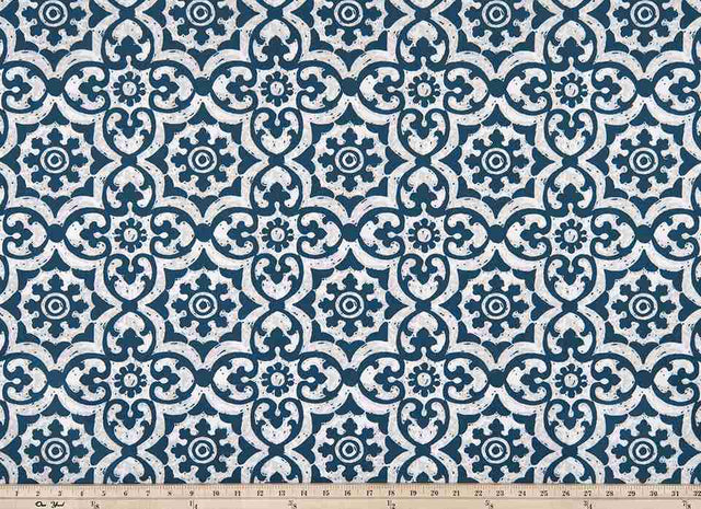 Sample of Premier Prints Athens Zaffre / Polyester Serene Escape Collection Upholstery Fabric