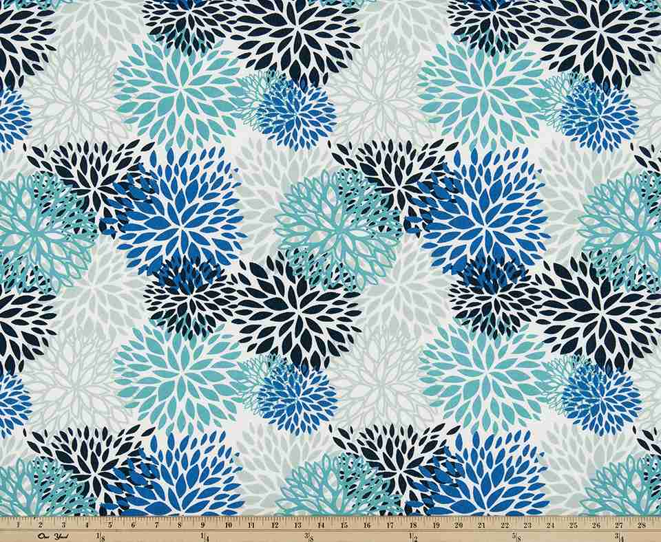 Sample of Premier Prints Blooms Blue Vista Upholstery Fabric