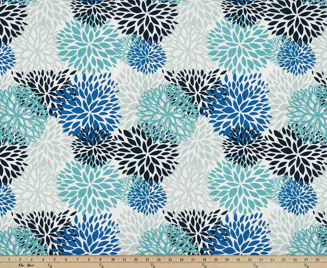Sample of Premier Prints Blooms Blue Vista Upholstery Fabric