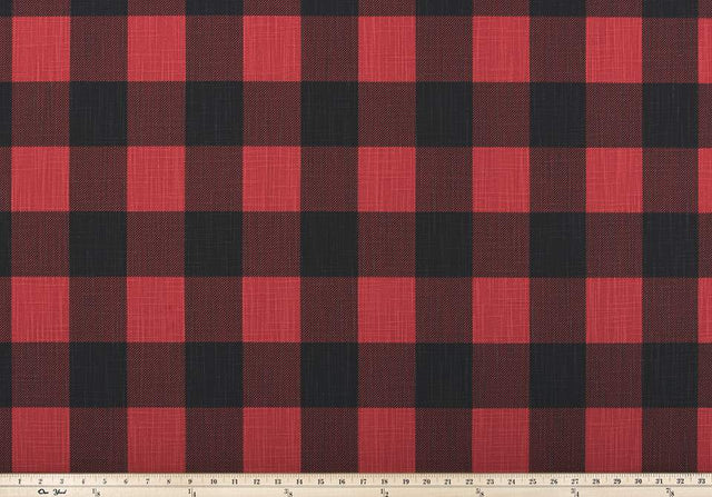 Premier Prints Buffalo Check Red / Black Slub Canvas Premier Basics Collection Multipurpose Fabric